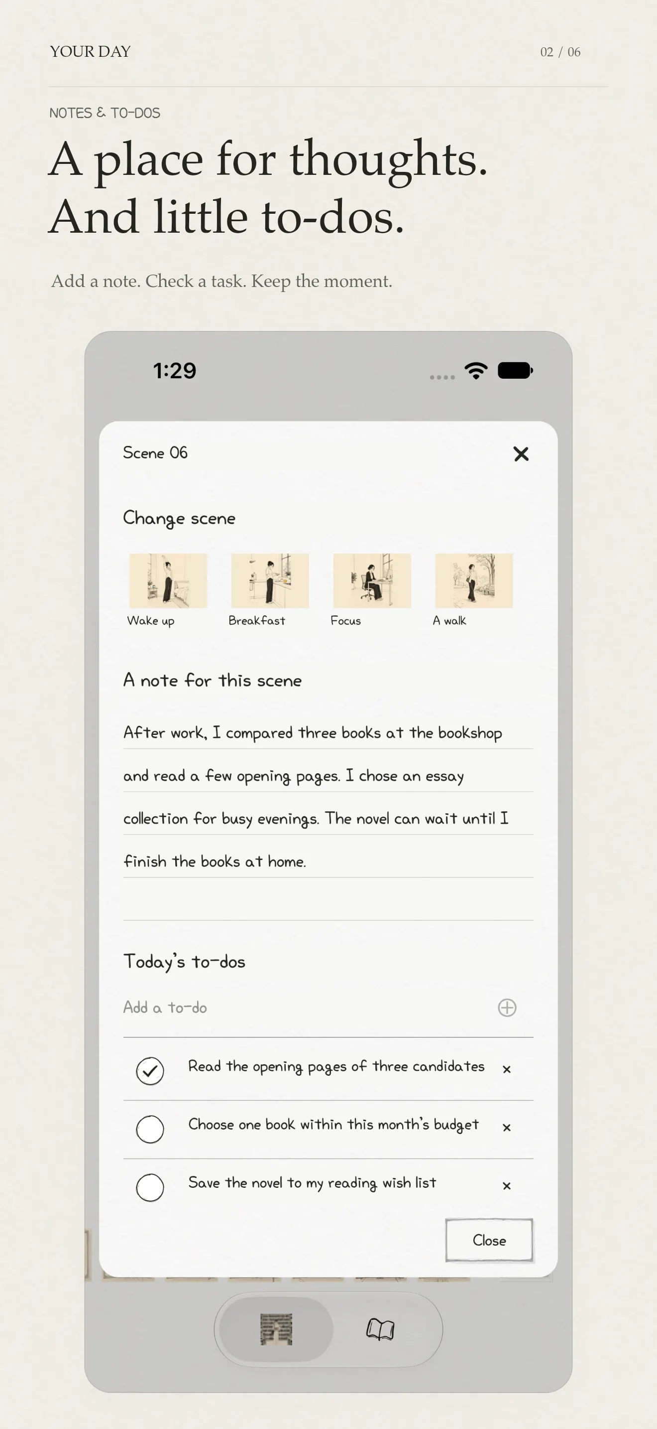 iPhone — A place for thoughts. And little to-dos.