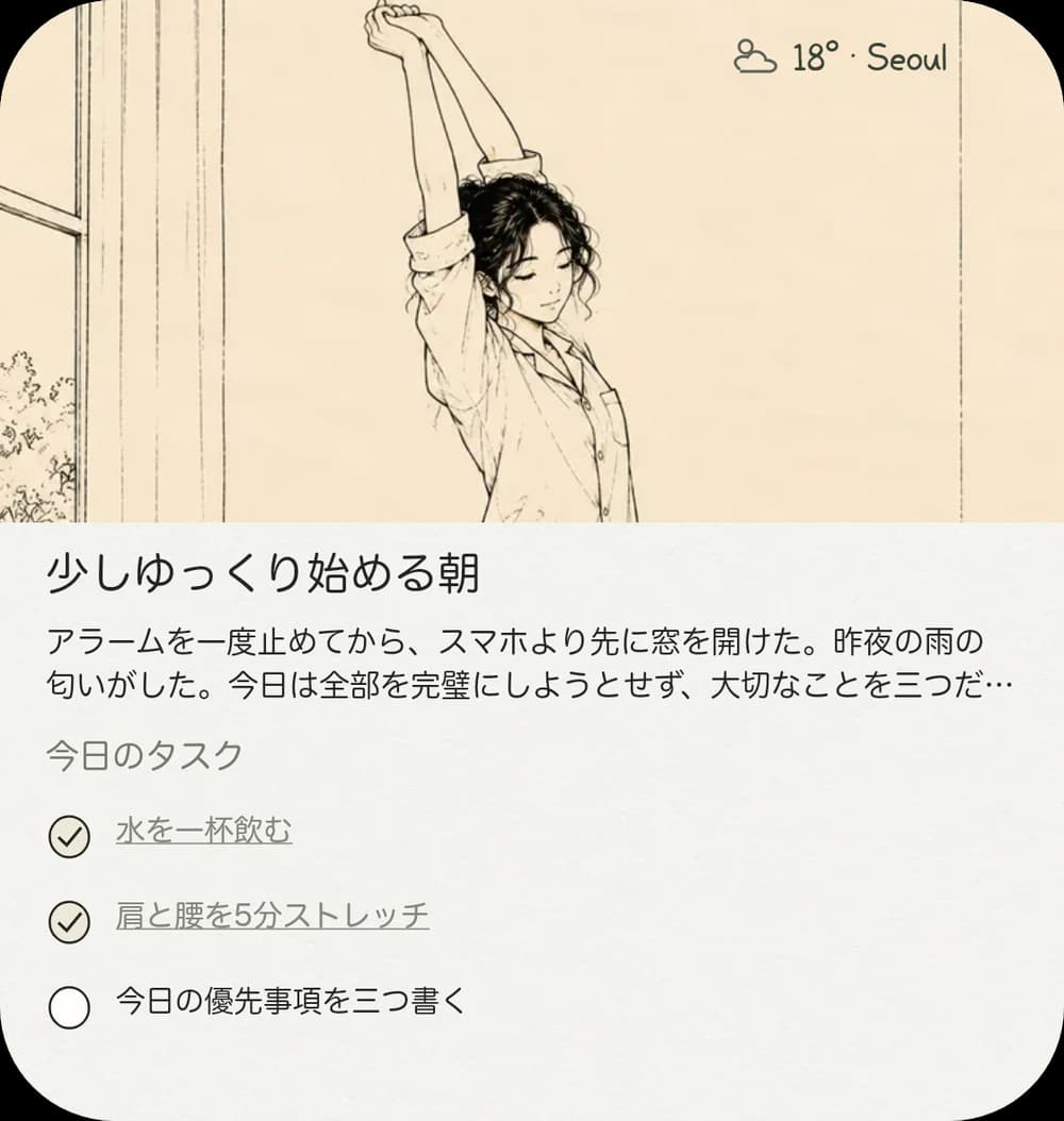 アプリを開く前に、今日が見える。